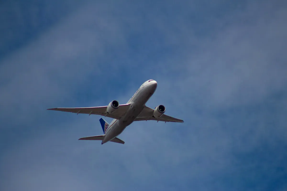 Airplane in flight, arriving in Victoria Falls