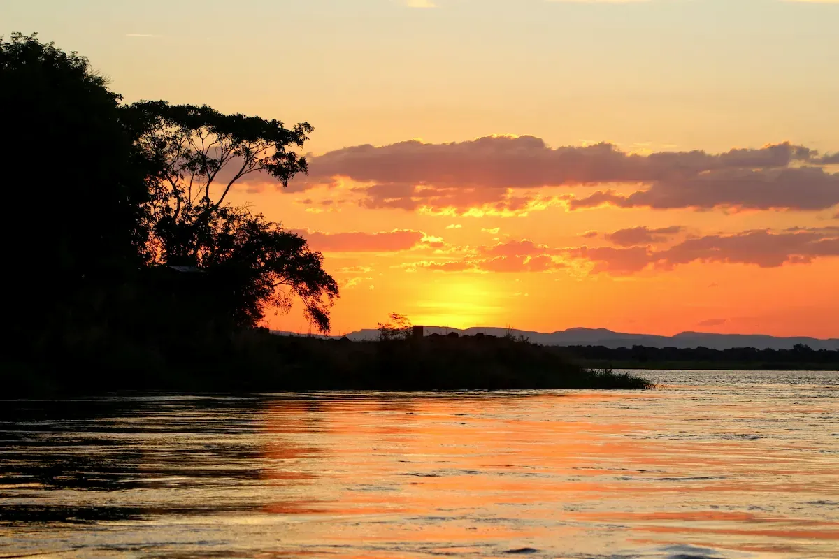 Sunset over the Zambezi River near Victoria Falls